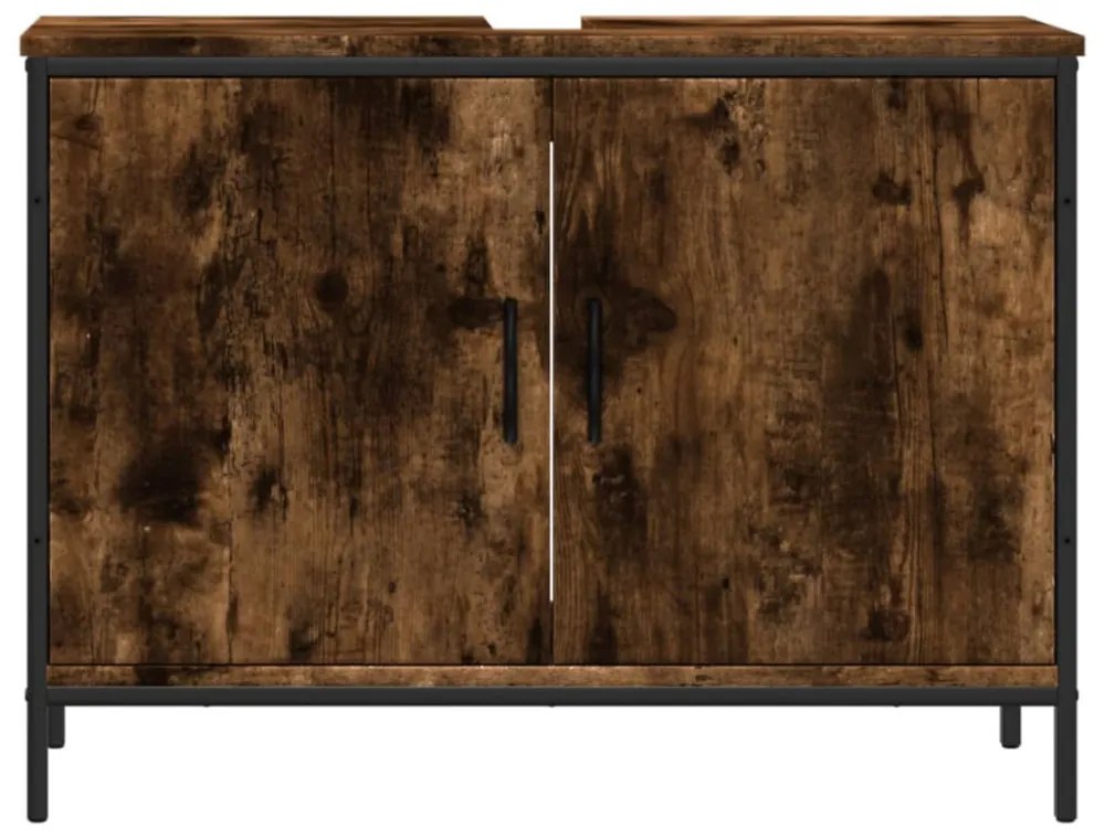füstölt tölgy szerelt fa fürdőszobai mosdószekrény 80x30x60 cm