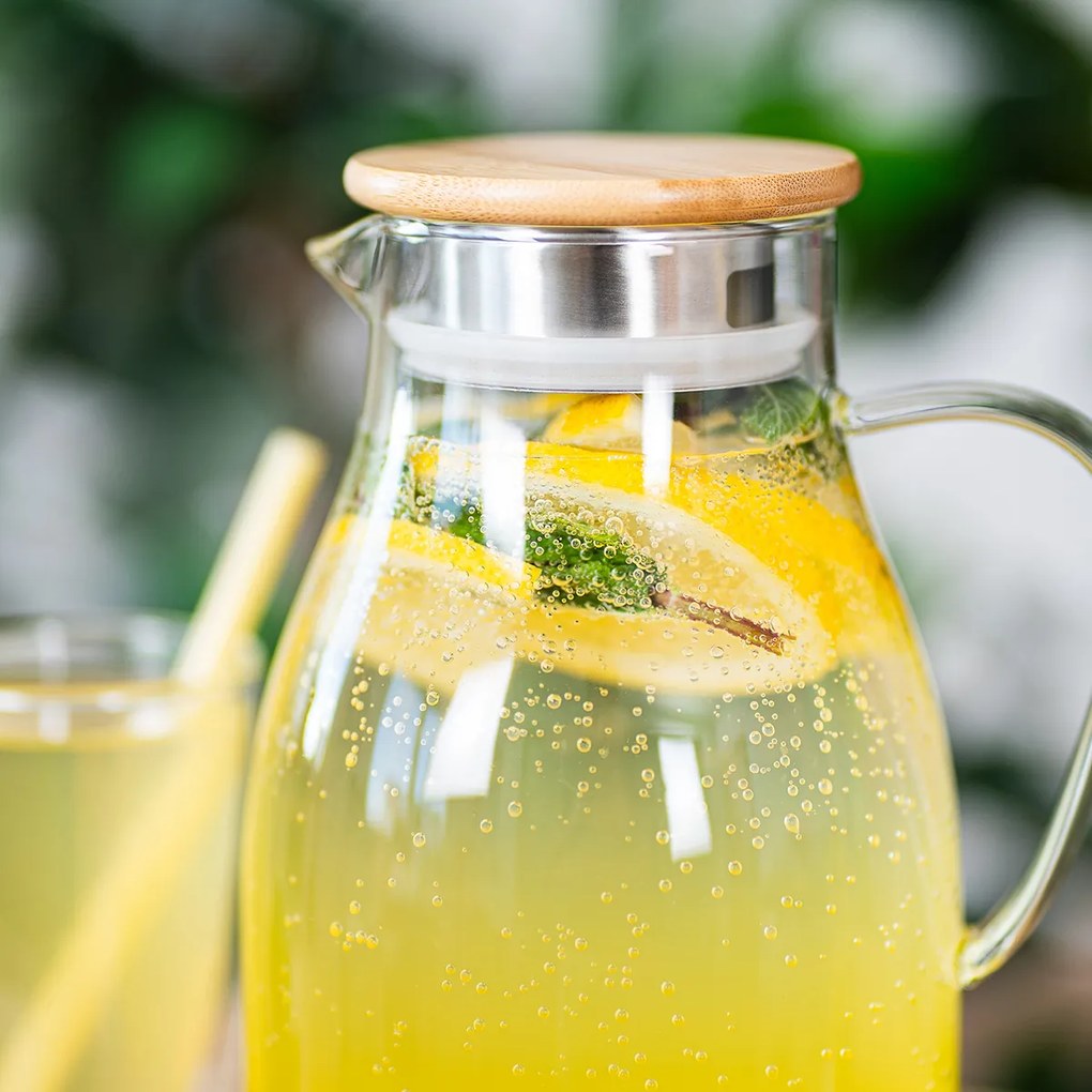4Home Hot&Cool üveg kancsó Bamboo fedéllel, 1,7 l