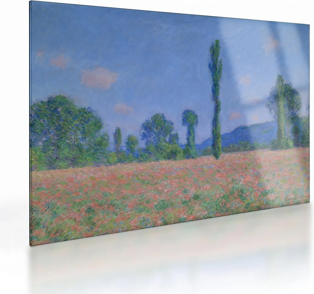 Üveg kép - Claude Monet, Poppy Field (Giverny), reprodukciók (70x50 cm)