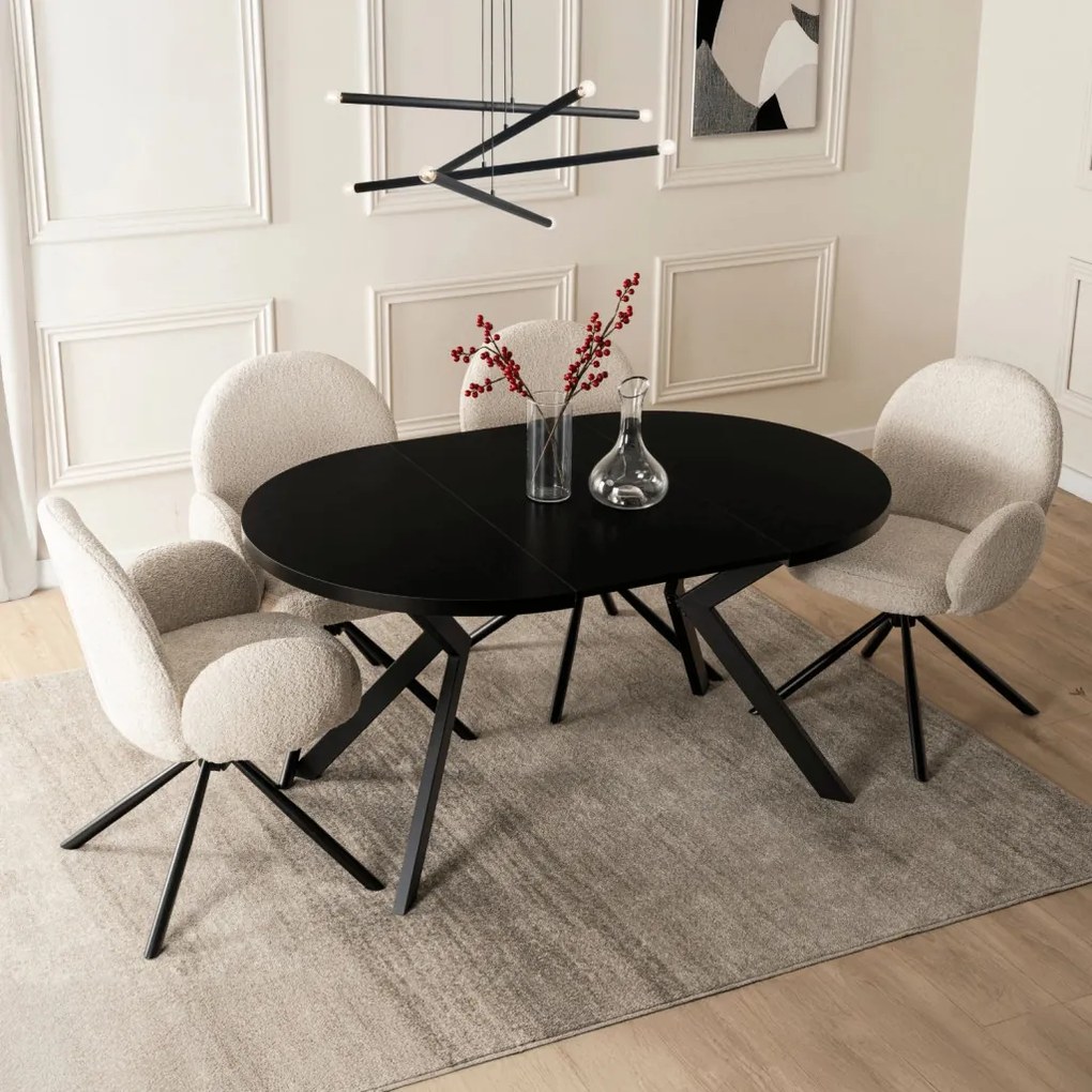 Bővíthető étkezőasztal Fekete színben. 100-250 cm Lukas