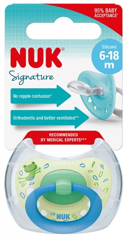 Baba cumi NUK Signature 6-18 h blue, vel. 6-18 m