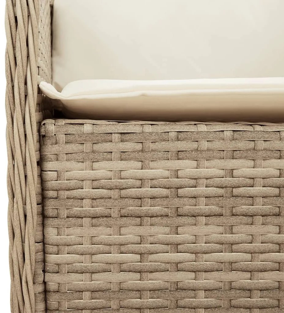 3 részes bézs polyrattan kerti étkezőgarnitúra párnákkal