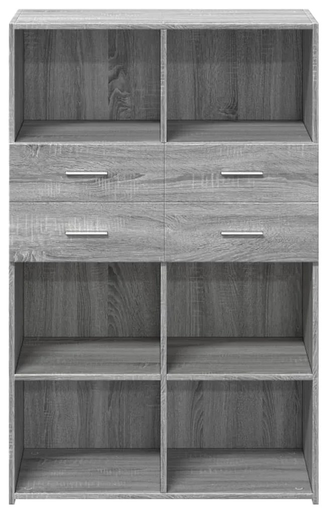 szürke sonoma színű szerelt fa magasszekrény 80 x 42,5 x 124 cm