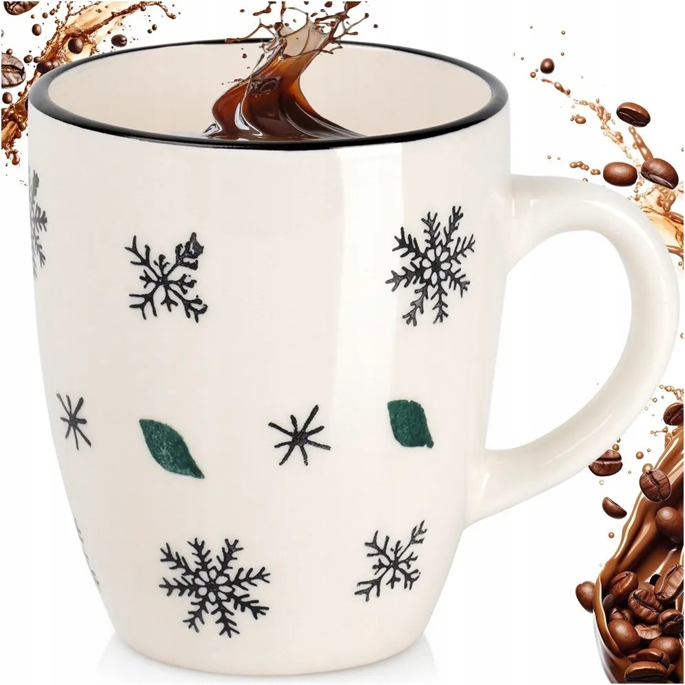 Ünnepi bögre télies mintával italokhoz, kávéhoz, teához, gyógyteákhoz, karácsonyi, 350 ml