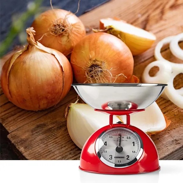 Melissa - Retro konyhai mérleg tállal, piros