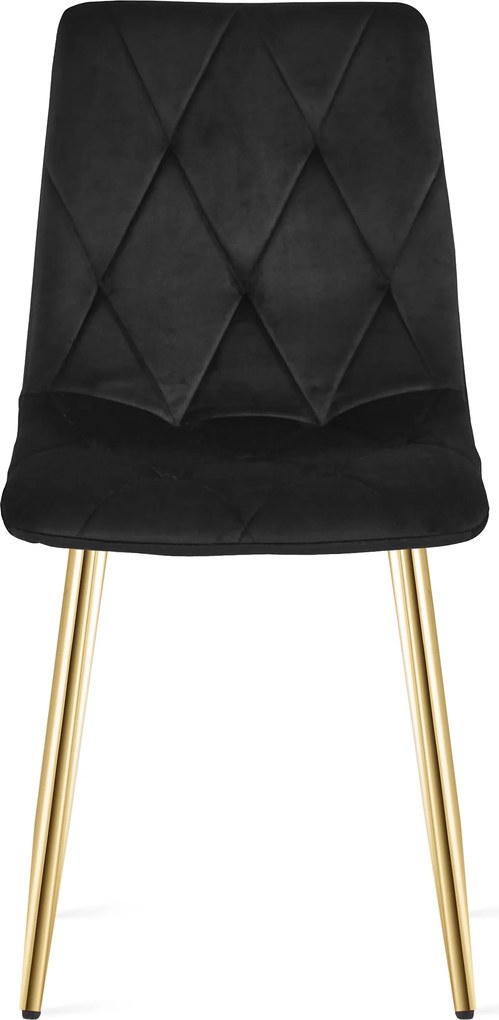 Fekete bársony étkezőszék LIBRA arany lábakkal