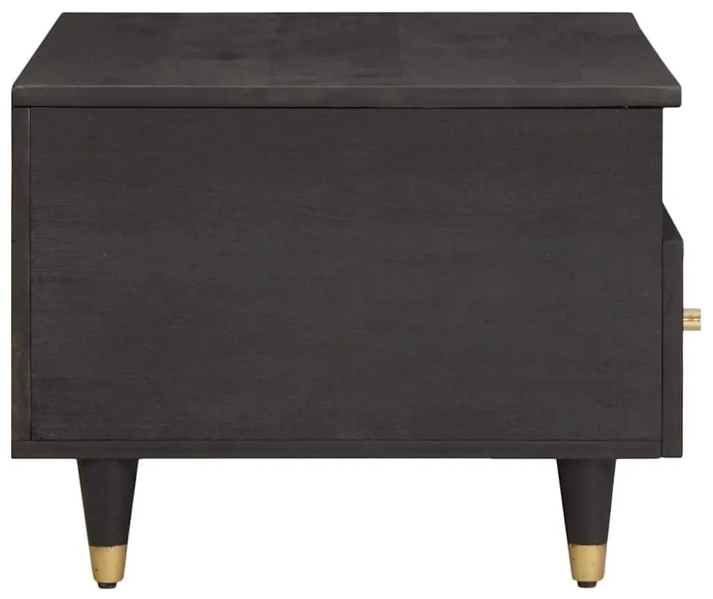 vidaXL Dohányzóasztal fiókkal Fekete 80 x 54 x 40 cm Tömör Mangófát