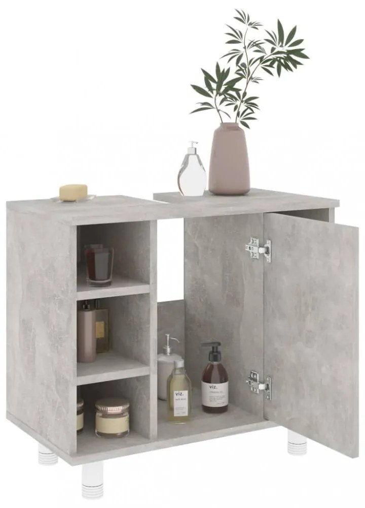 betonszürke szerelt fa fürdőszobaszekrény 60 x 32 x 53,5 cm