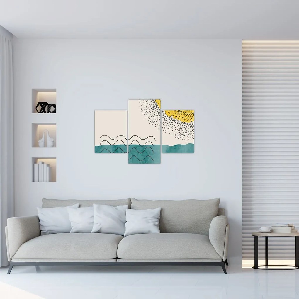 Kép - Absztrakt festmény a strandról N⁰1 (90x60 cm)