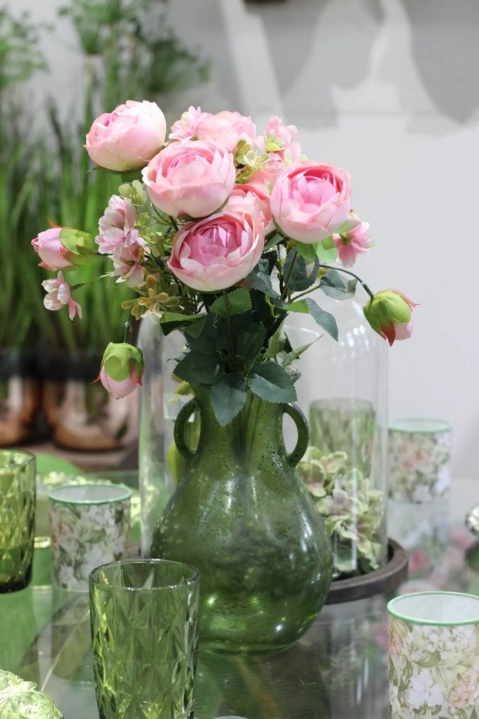 Rózsaszínű mű ázsiai boglárka csokor 51cm