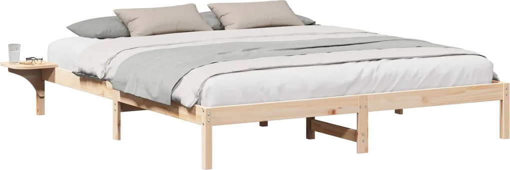 vidaXL Ágykeret Természetes 200 x 200 cm Tömör fenyőfa
