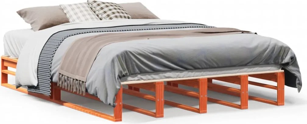 vidaXL viaszbarna tömör fenyőfa ágy matrac nélkül 120 x 190 cm
