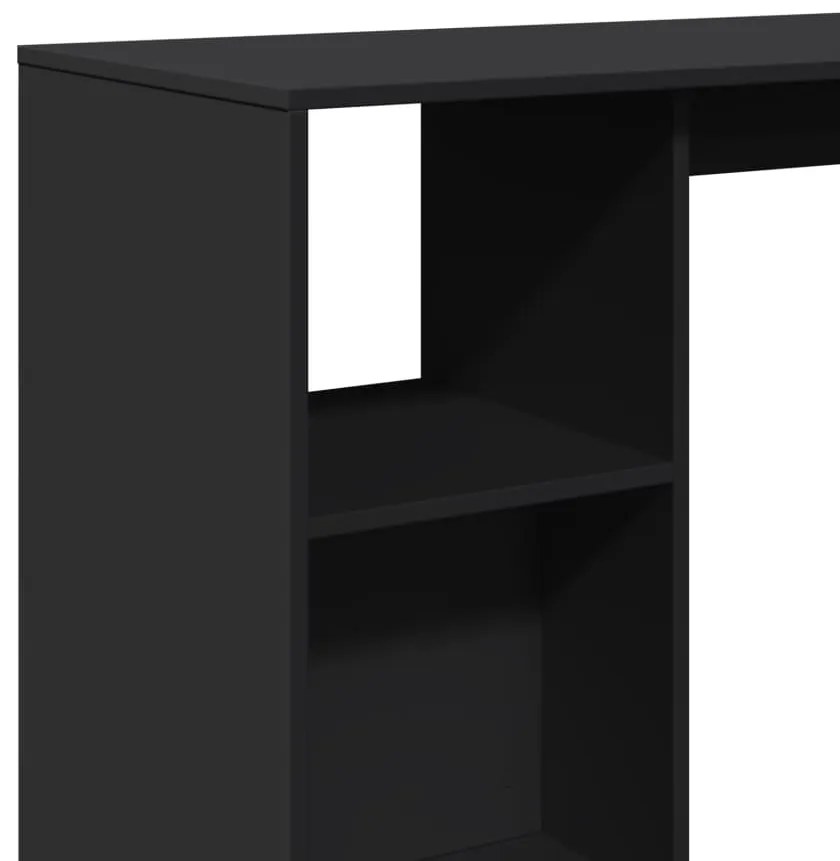 fekete szerelt fa bárasztal polccal 124 x 46 x 103,5 cm