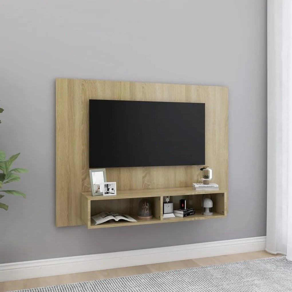 sonoma tölgy színű szerelt fa fali TV-szekrény 120x23,5x90 cm
