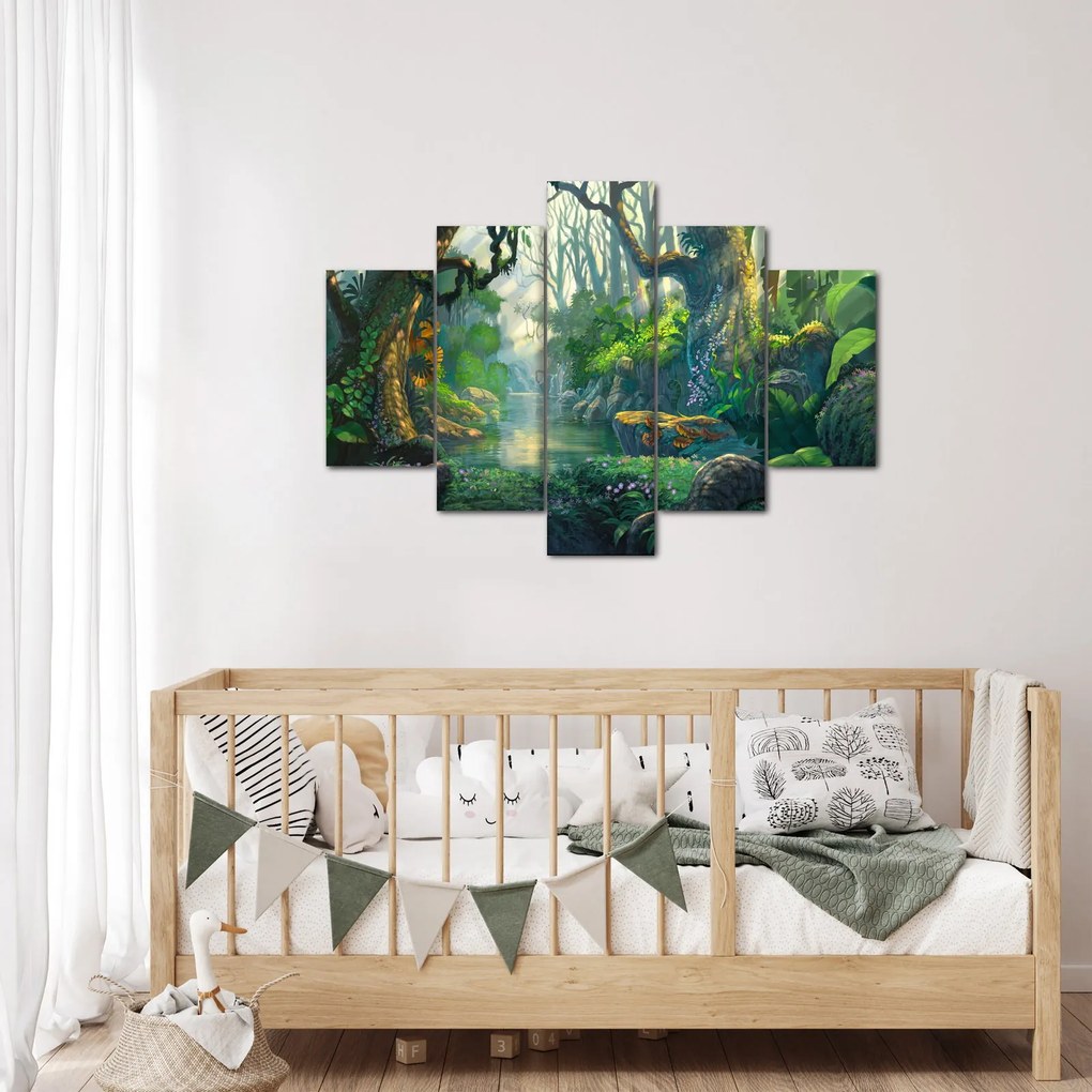 Kép - Egy trópusi erdő illusztrációja (150x105 cm)