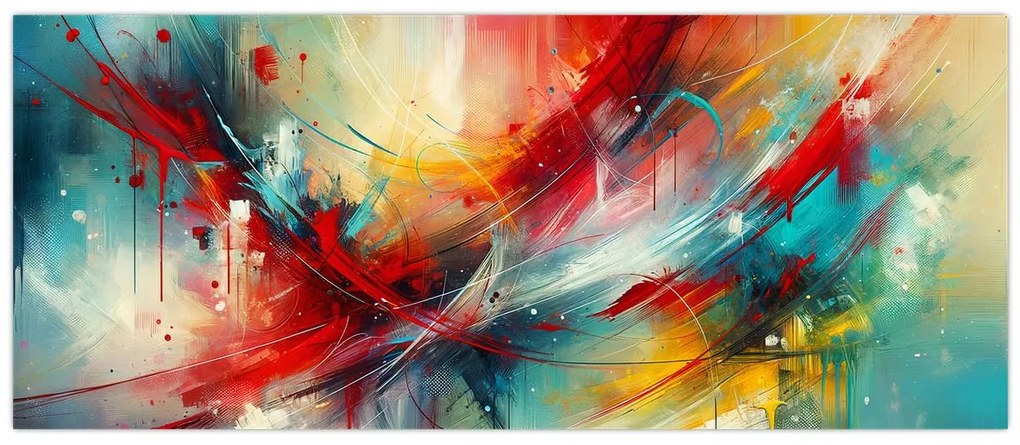 Kép – Absztrakció pirossal (120x50 cm)