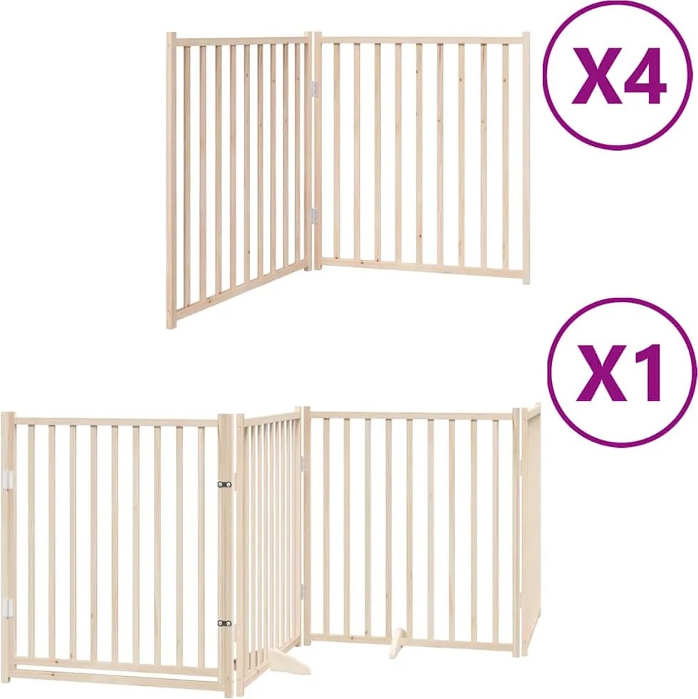 vidaXL nyárfa 12 paneles összecsukható kutyakapu ajtóval 960 cm