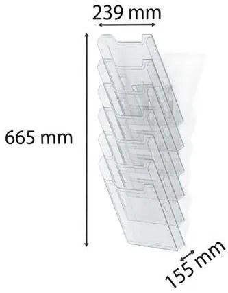 Katalógustartó, fali, A4, álló, 6 rekeszes, EXACOMPTA Office, áttetsző (EX64758D)