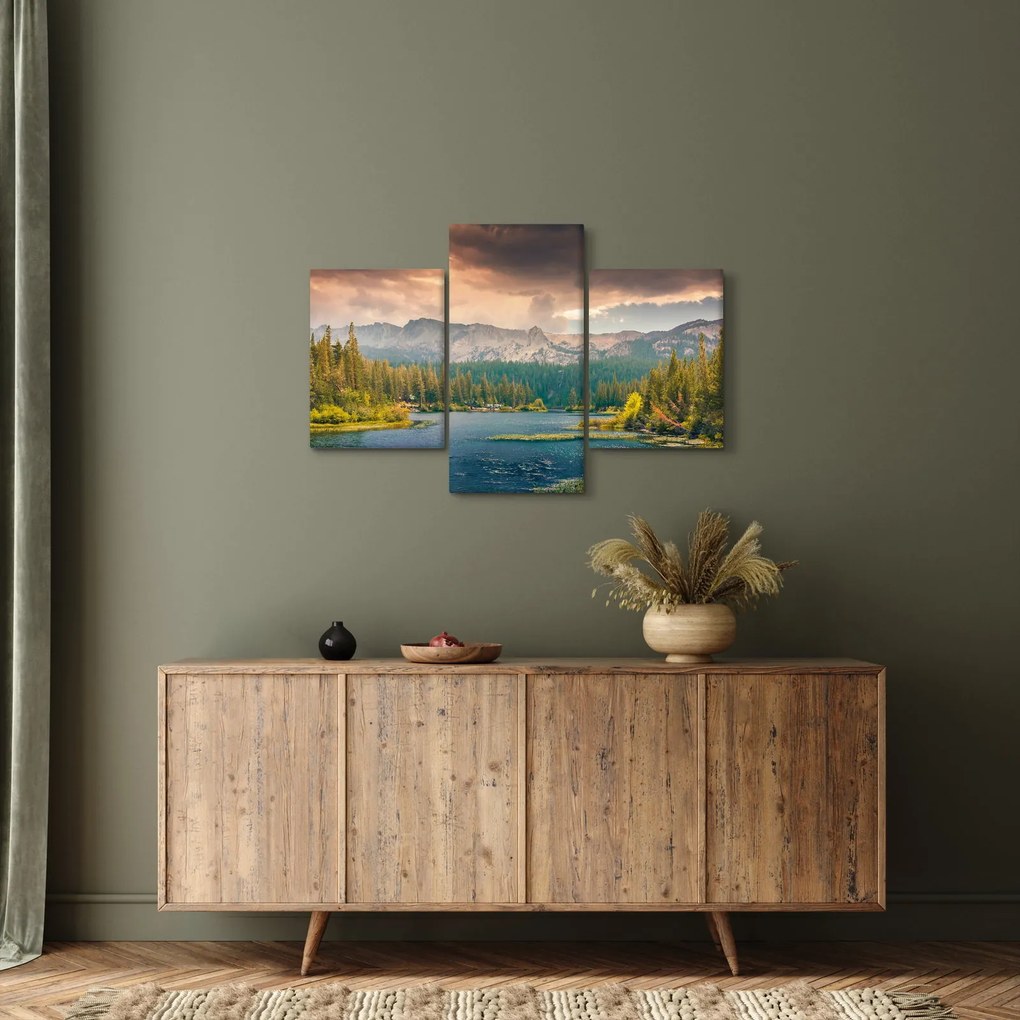 Egy kép a hegyi folyó és a hegyek (90x60 cm)