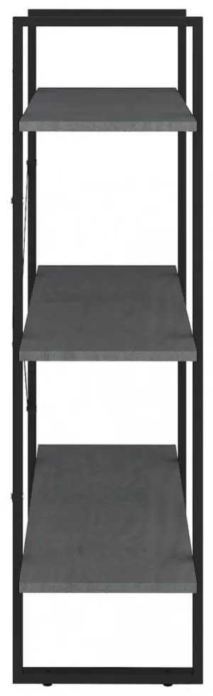 háromszintes szürke tömör fenyőfa könyvszekrény 80x30x105 cm