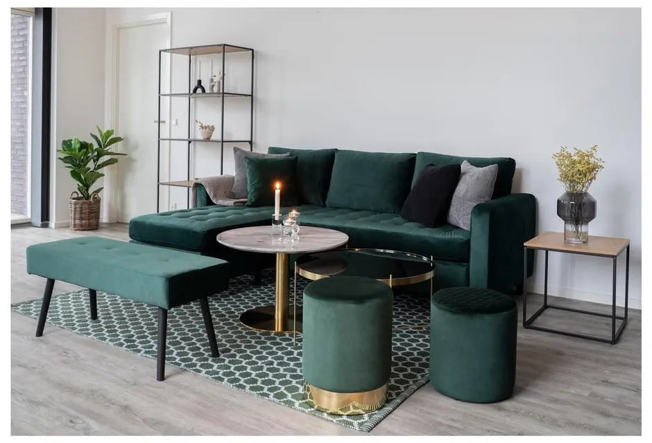 Fehér-aranyszínű kerek dohányzóasztal márvány dekoros asztallappal 70x70 cm Bolzano – House Nordic