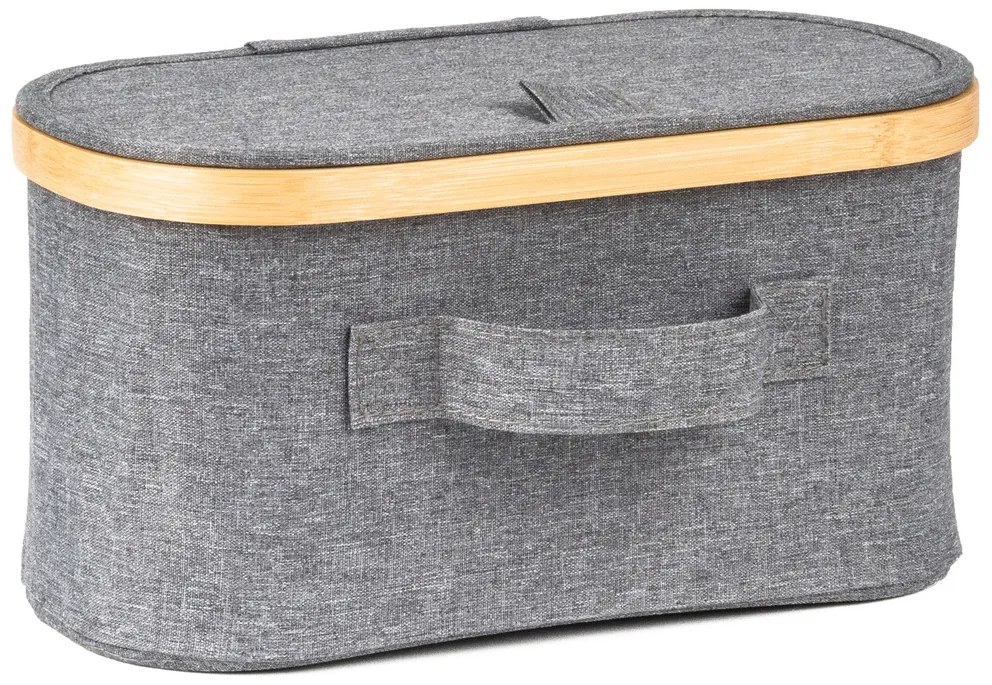 G21 tárolódoboz 30 x 15 x 15 cm, bambuszfedéllel, szürke