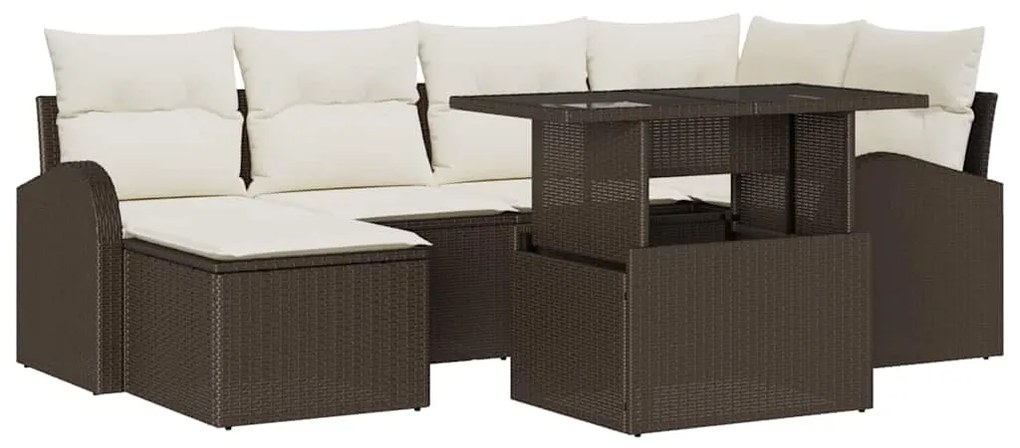 Kerti Kanapé Szett párnával 7 pcs Barna és krémszínű