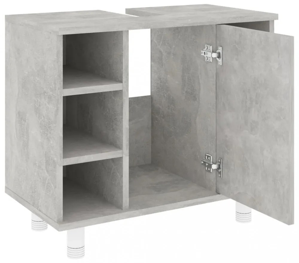 betonszürke szerelt fa fürdőszobaszekrény 60 x 32 x 53,5 cm