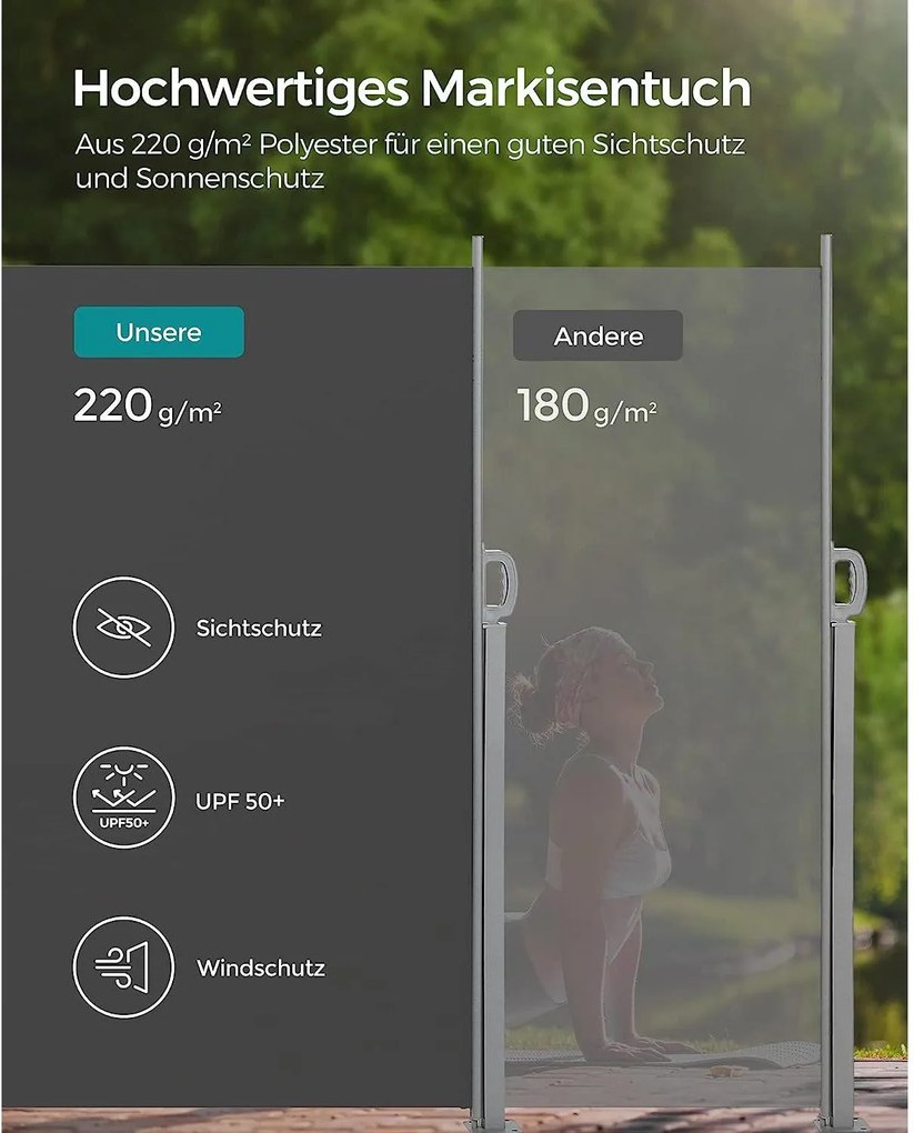 Oldalsó napellenző, 180 x 450 cm, füstszürke