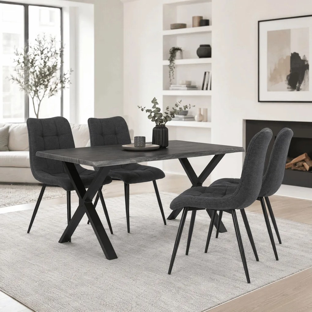 Étkezőasztal 160x90 cm MDF szürke tölgy