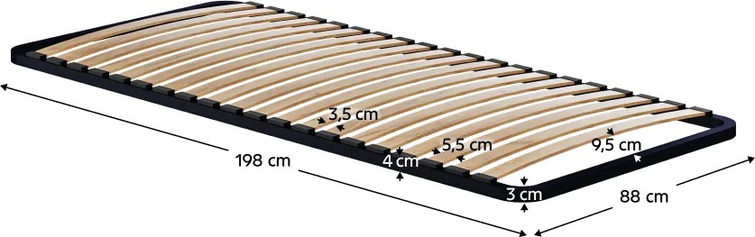Ágyrács szilárd keretben, 90x200, fém ágyrács 2 NEW