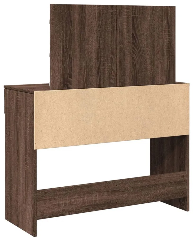 barna tölgy színű fésülködőasztal LED-del 100 x 40 x 120 cm
