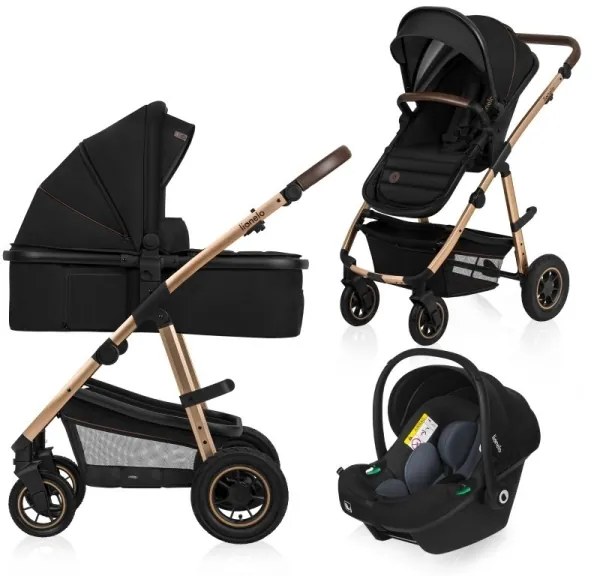 Lionelo - Kombinált 3 az 1-ben babakocsi AMBER Fekete ónix