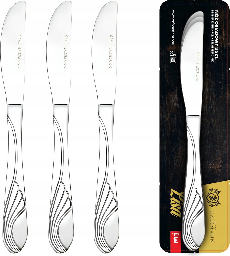 Asztali Kés Étkezési Kés Szett 3db-os 18/0 Rozsdamentes Acél Fogakkal