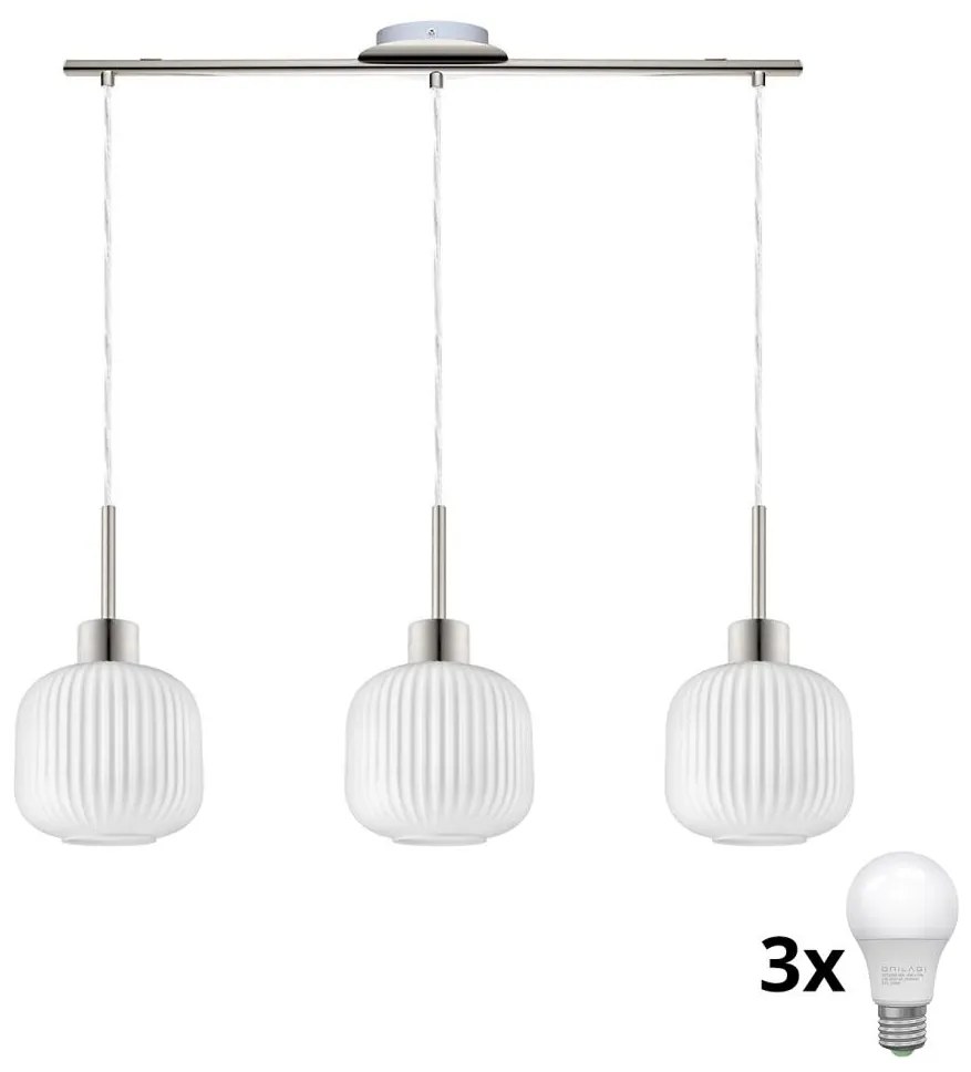 LED csillár kábelen HARMA 3xE27/60W/230V matt króm/fehér