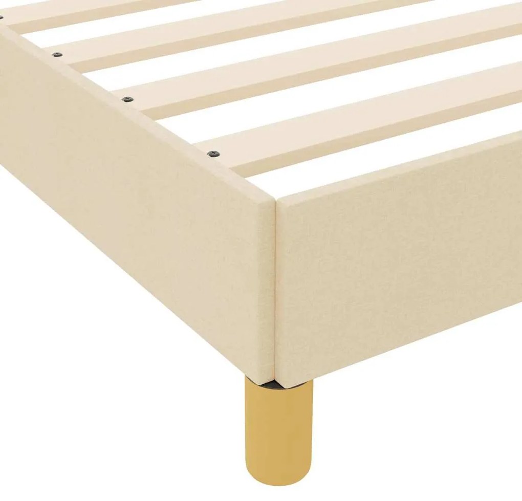 Boxrugós ágy Krém és barna 140 x 200 cm Textil és mérnöki fa
