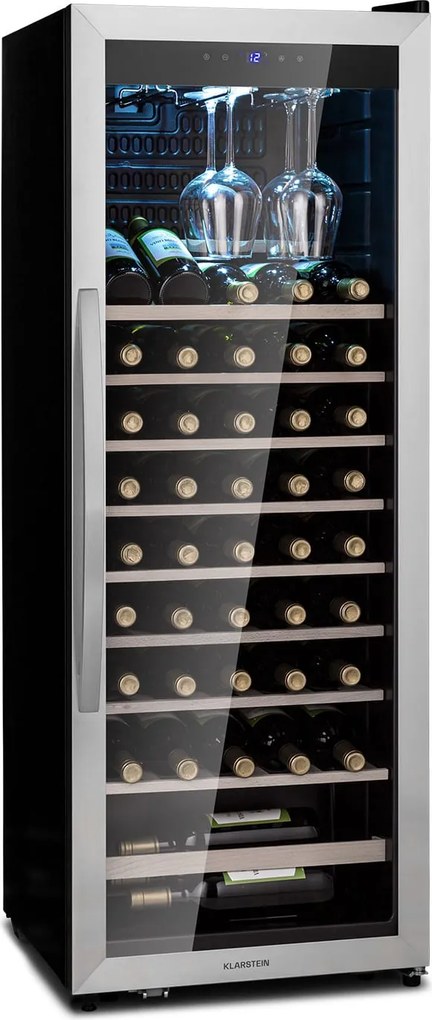 Klarstein Vinamour 46 Uno, borhűtő, 155 liter, 46 palack, 4-18 °C, 1 zóna,rozsdamentes acél