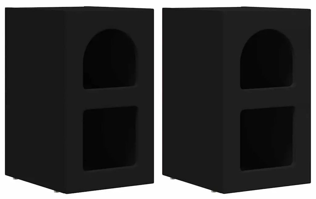 Éjjeli asztal 2 pcs Fekete 29.5 x 35 x 50 cm Faanyag