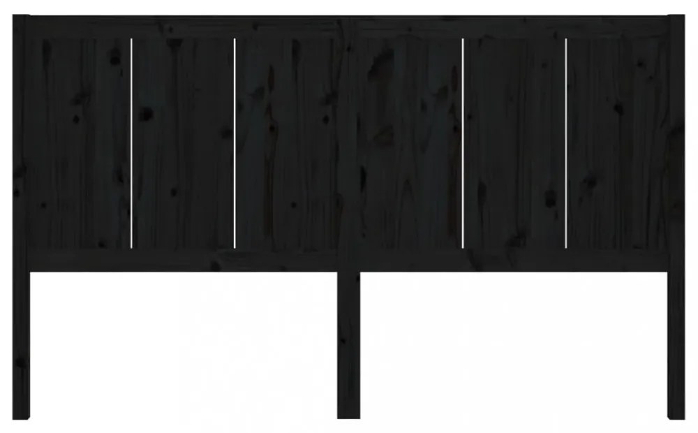 fekete tömör fenyőfa ágyfejtámla 205,5 x 4 x 100 cm