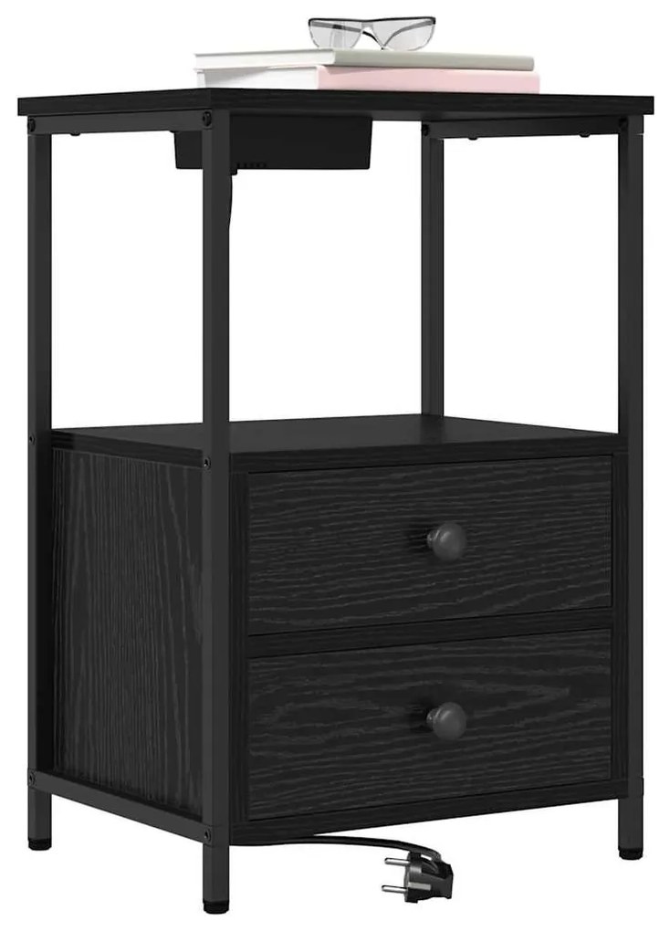 Éjjeliszekrény 2 pcs Fekete tölgy 40 x 31 x 60 cm Faanyag