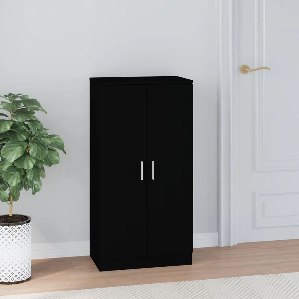 fekete szerelt fa cipősszekrény 55 x 35 x 108 cm