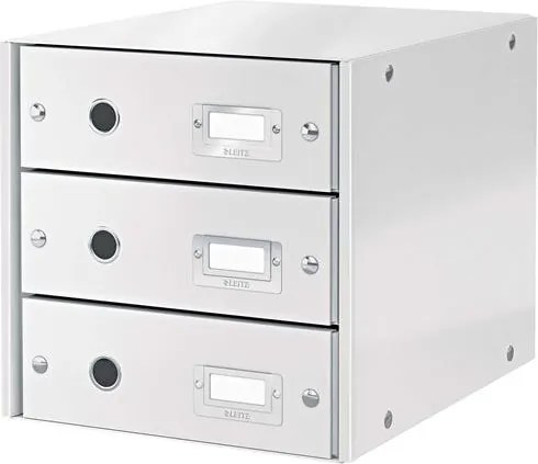 Irattároló, laminált karton, 3 fiókos, LEITZ Click&Store, fehér (E60480001)
