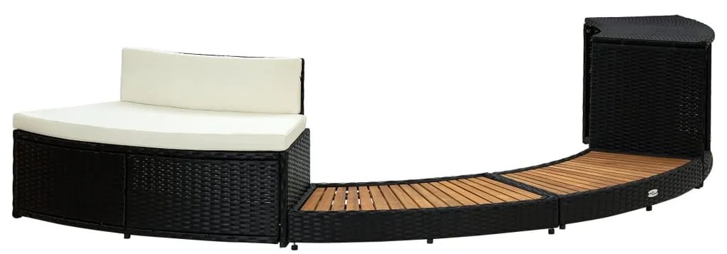 Fekete polyrattan és tömör akácfa pezsgőfürdő keret