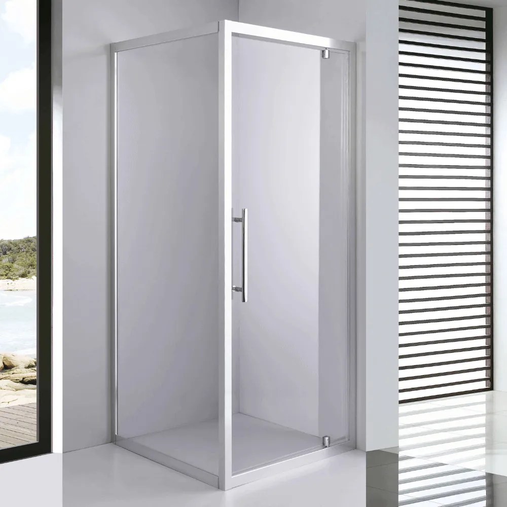 Stuxi Torino 80x80 szögletes nyílóajtós zuhanykabin 6 mm vízlepergető biztonsági üveggel, króm elemekkel, 200 cm magas