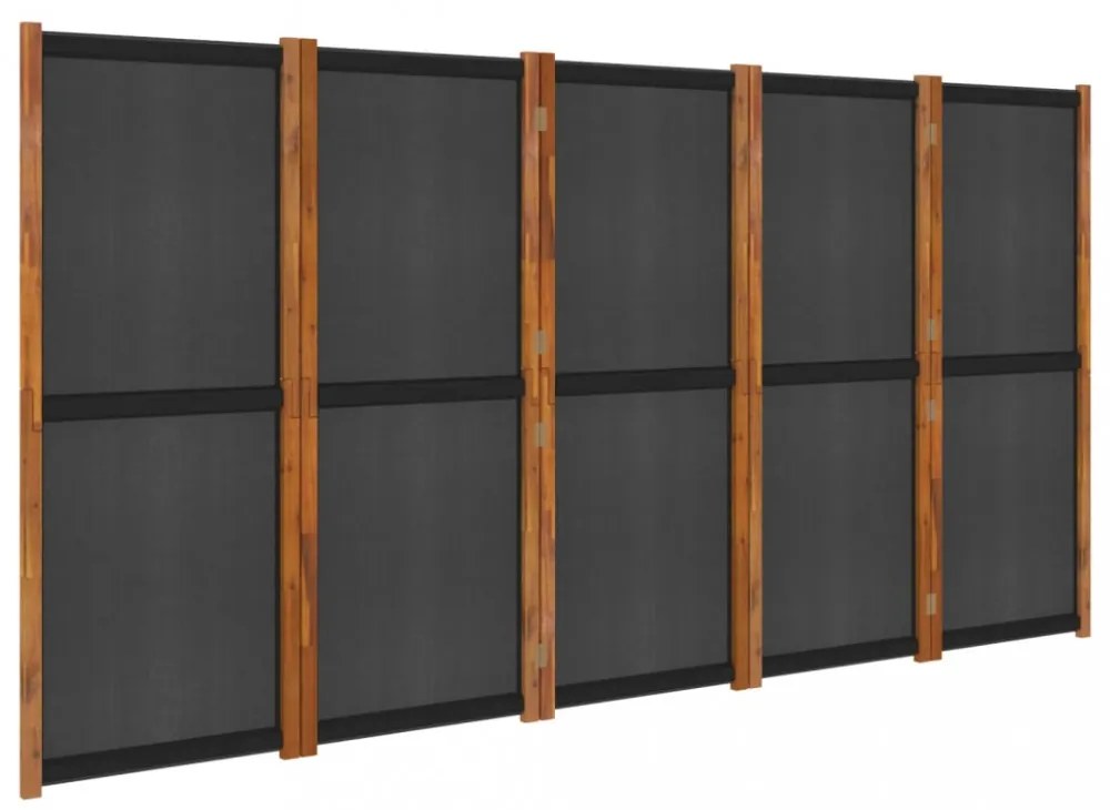 fekete 5 paneles térelválasztó 350x180 cm