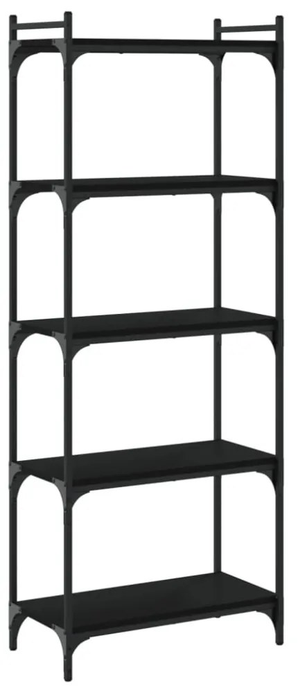 5 szintes fekete szerelt fa könyvespolc 60 x 30 x 154 cm