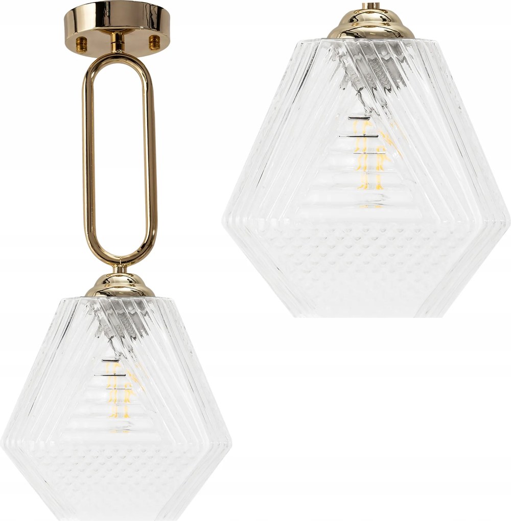 Mennyezeti Függőlámpa E27 Üveg Retro Arany