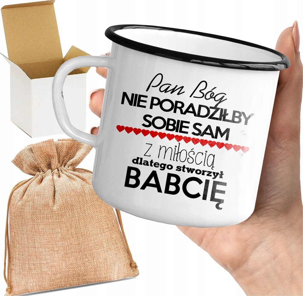 Bögre_emalinozott Nyomott Mintával Isten Teremtette A Nagymamákat Szuper Ajándék A Nagymamának