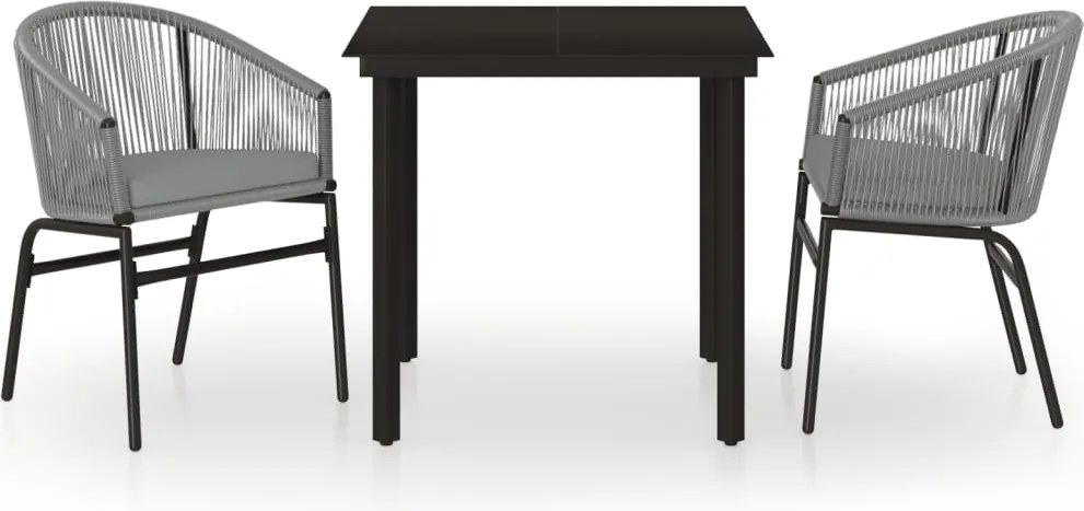 vidaXL 3 részes szürke kerti étkezőgarnitúra
