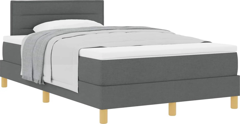 vidaXL Boxrugós ágy matracmal Sötétszürke 120 x 190 cm szövet